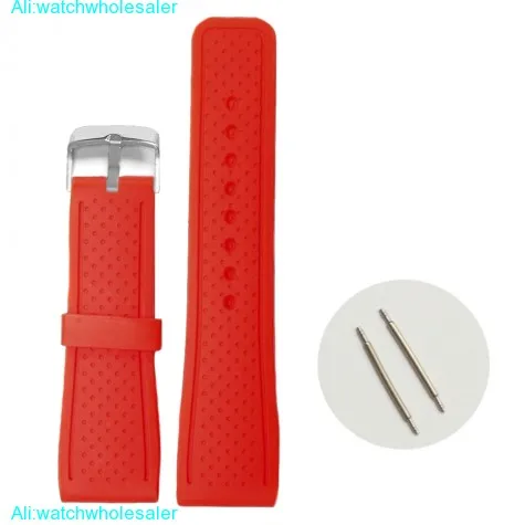 24mm Casual Red Color Silicone Jelly Rubber Ladies Watch Band Straps WB1078F24JB
