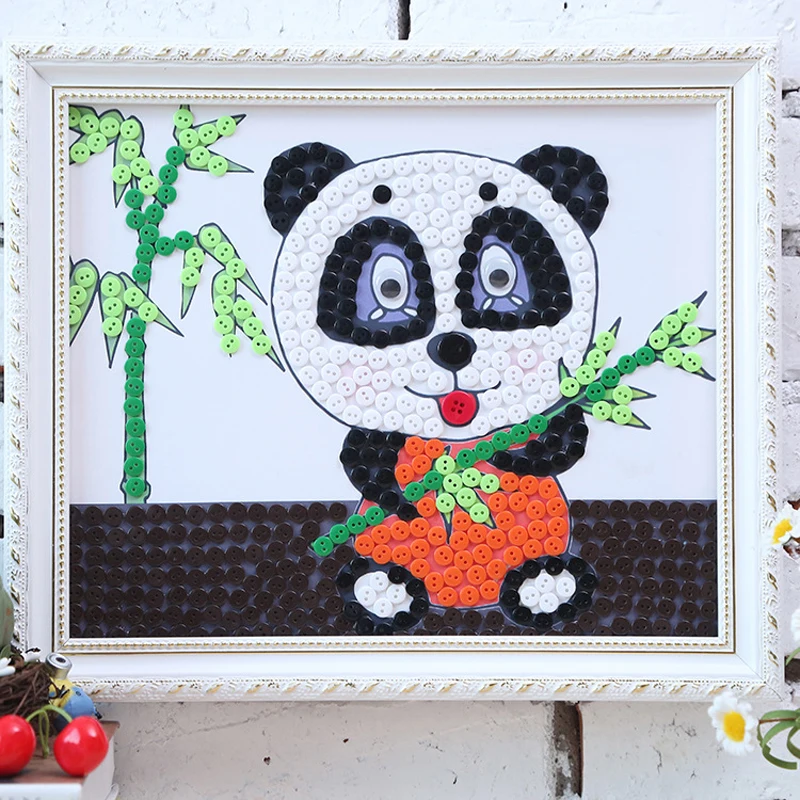 

Children diy panda handmade material package of educational toys panda coin collage painting nursery operation buttons