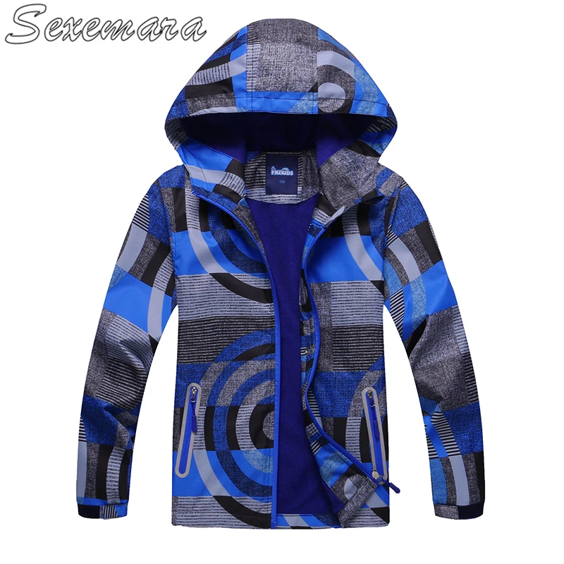 

SexeMara Children's outdoor jacket in the big children outdoor breathable tasteless children's wear plus velvet hood windbreaker