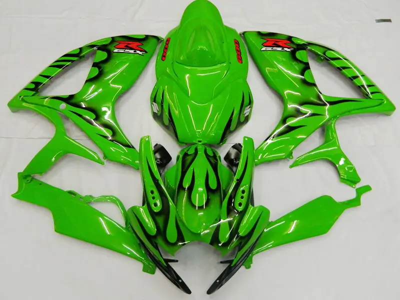 Injection Fairing kit for SUZUKI GSXR600 750 06 07 Blak Flame Green