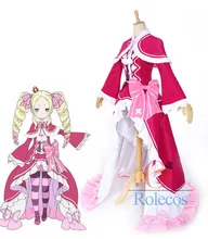 Beatrice Re: Cero Isekai kara Hajimeru Seikatsu Caliente Rosa Cosplay Vestido de anime Japonesa de dibujos animados