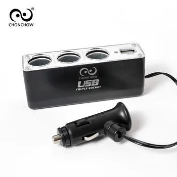 

12V-24V Car Cigarette Lighter 3 Way Multi Socket Splitter Plug USB Charger Adapter DC5V 500mA Detection For Phone MP3 DVR Pad