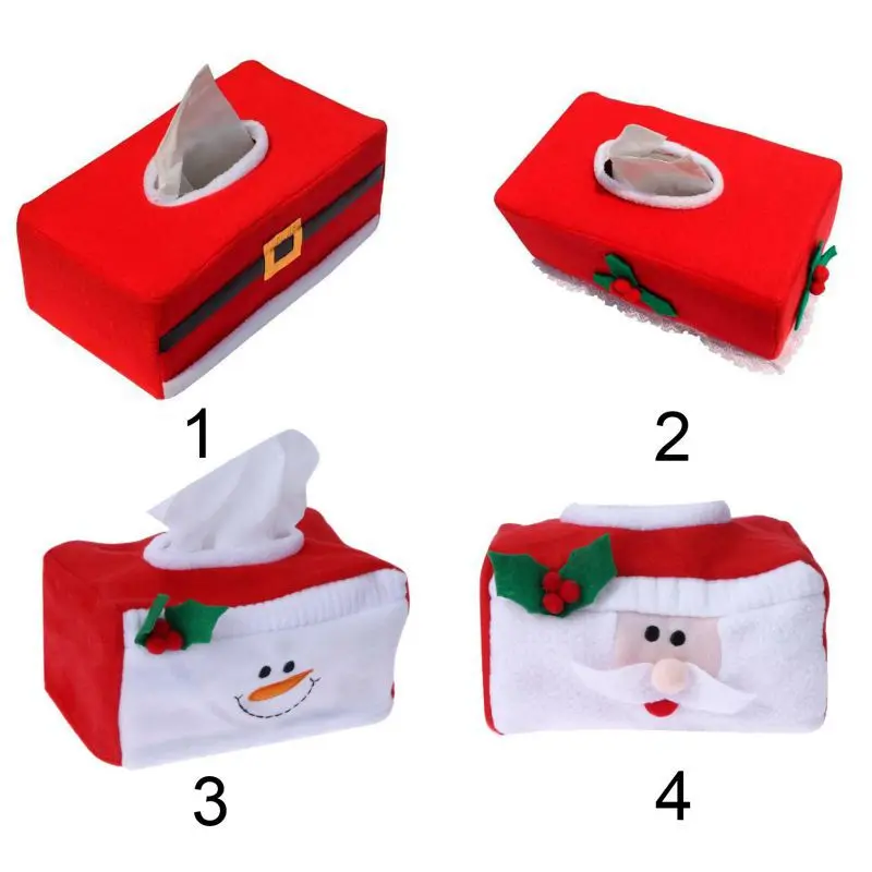 Merry Christmas Felt Tissue Case Santa Claus Snowman Tissue Box for Home Christmas Eve Dinner ...