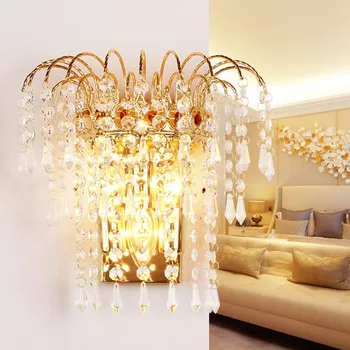 

Modern simple bedroom living room personality crystal wall lamp