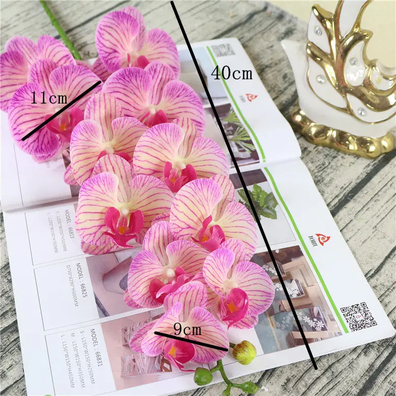 Shine&sasha 11 головки 110 см искусственные фаленопсис латекс кремния реальное прикосновение большой Орхидея orchidee Белый Разноцветные свадебные туфли