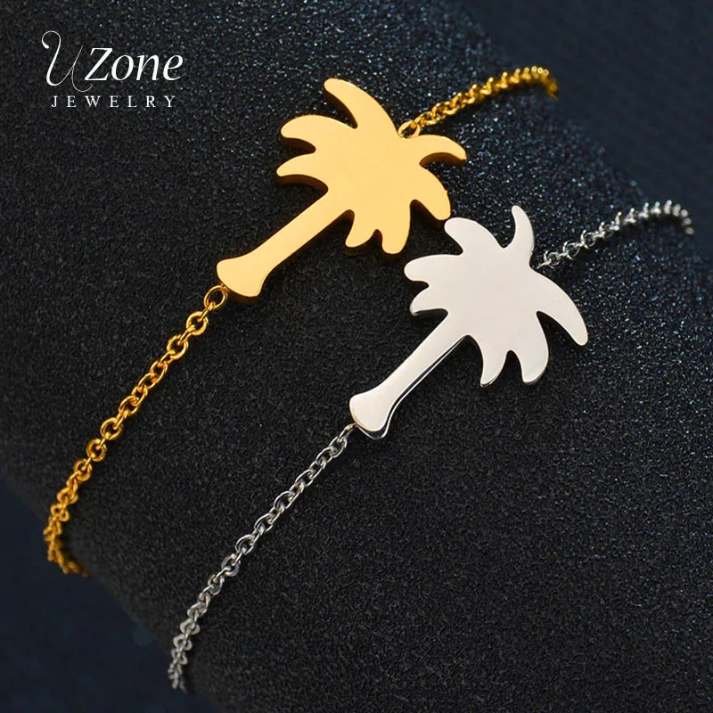 

UZone Gold Color Palm Tree Bracelet For Women Stainless Steel Hawaii Beach Coconut Friendship Bracelet BFF Gifts Jewelry