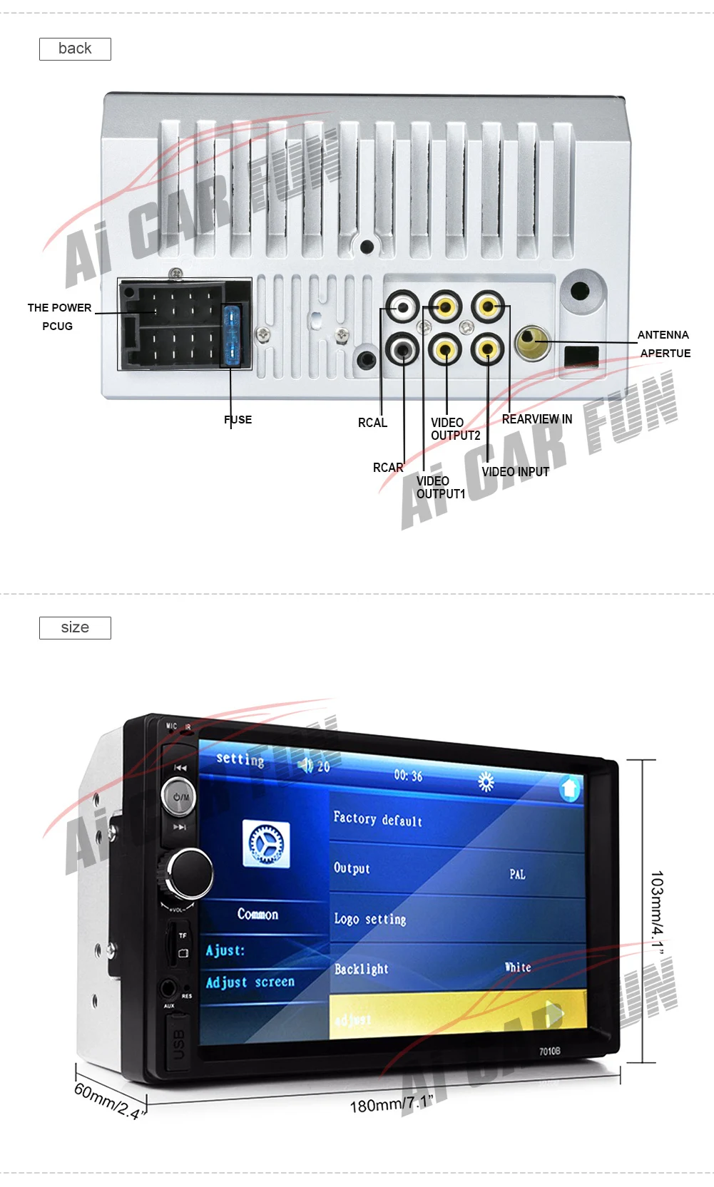 7010B 倉庫を洗う 2Din FUN 車ラジオ車 CAR MP5 なしリアビューカメラ /Bluetooth プレーヤータッチスクリーンの自動オーディオステレオマルチメディア Ai FM/MP5/USB/AUX 13 7010B 倉庫を洗う 2Din FUN 13