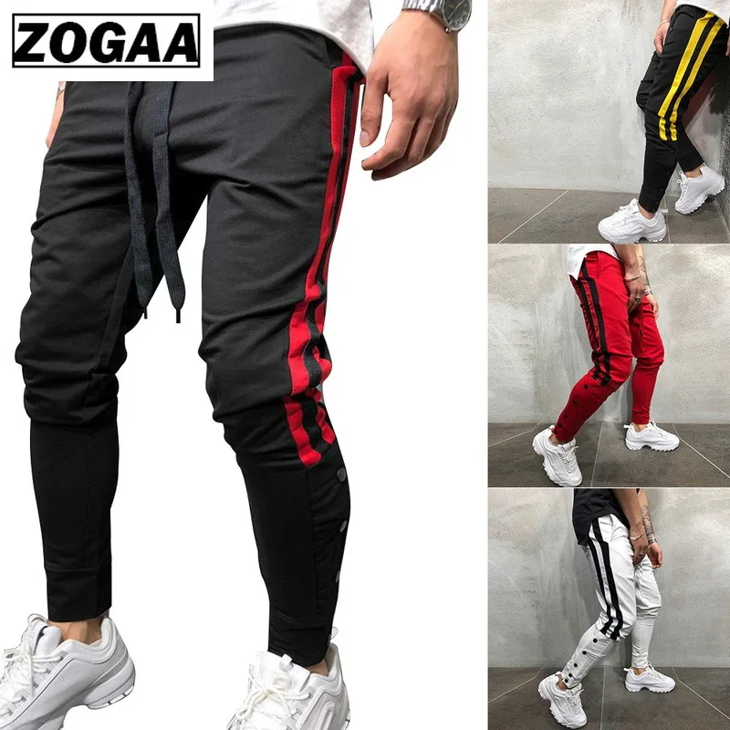 

Hot Men's Sweatpants Side Stripe Hip Hop Track Pants Street Wear Skinny Jogger Sweatpants Elastic Waist Male Casual Trousers 3XL