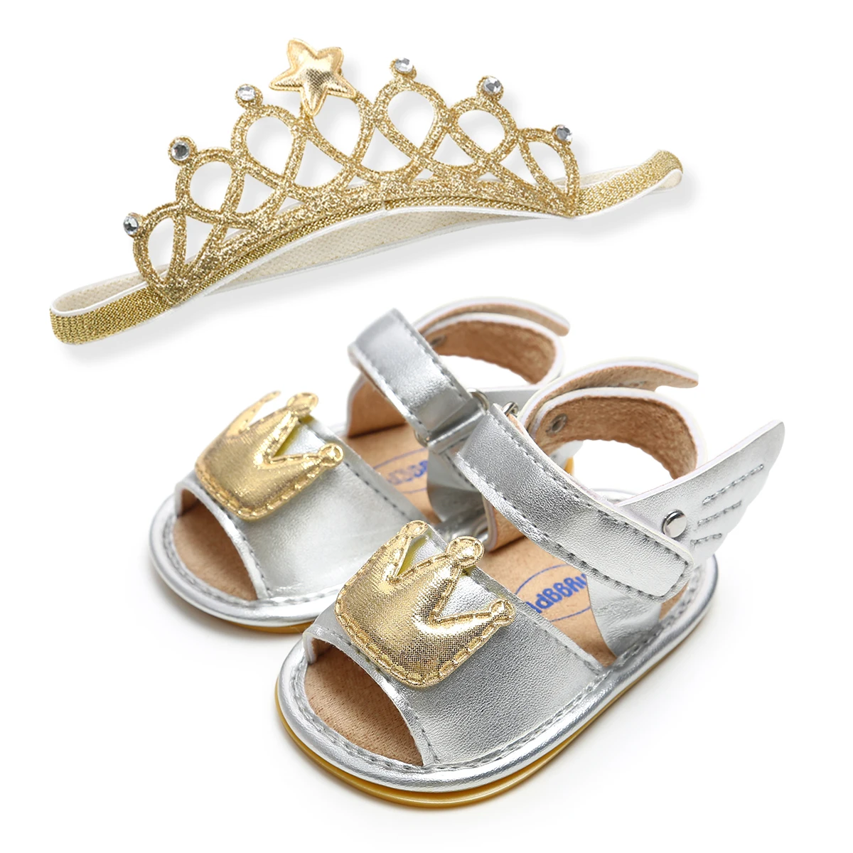 "Корона" стиль Pu детские сандалии дизайн обувь и наборы повязок на голову