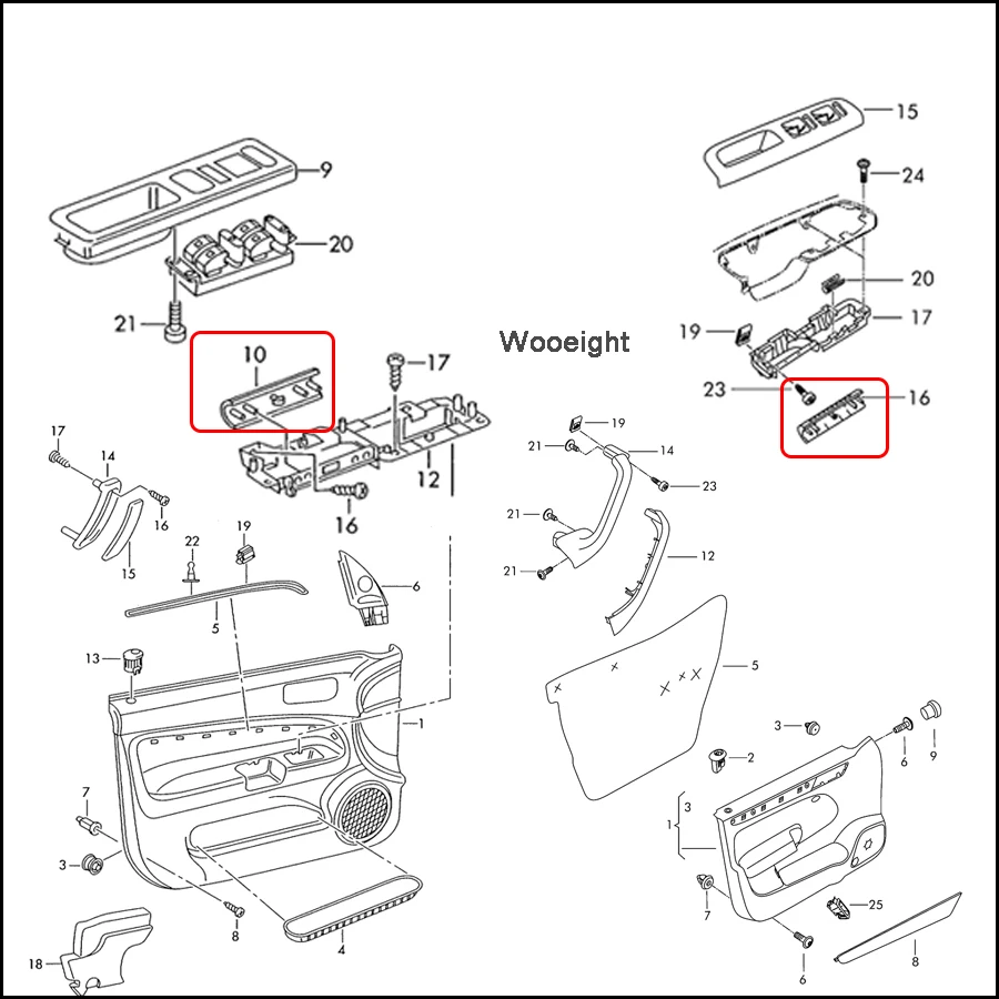 Wooeight 3B0867175 New Black Car Interior Left Front Door Handle Trim For VW Passat B5 Jetta Bora Golf MK4 1998 1999 2000-2004 (4)