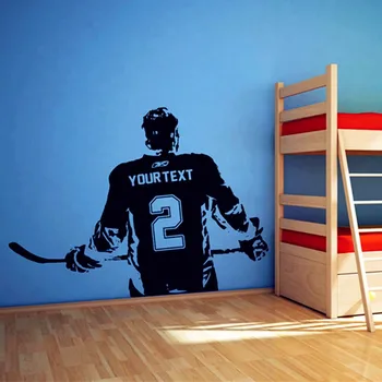

Personalized Free Shipping Hockey Player Vinyl Wall Decal Custom Boys Name & Number Wall Decals Boys Bedroom Wall Decor D-78