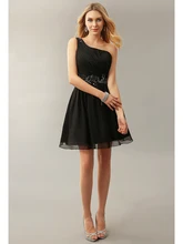 Elegant Black A-linie Kurz Chiffon Cocktail Kleider 2016 Ein-schulter Kurz Party Kleider Kristall Plissee Prom Kleider cd10294