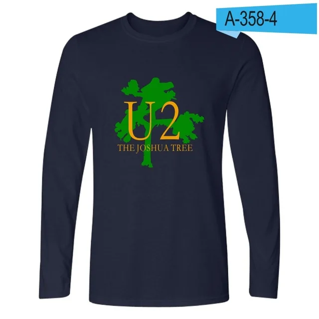 U2 брендовая футболка с длинным рукавом для мужчин и женщин Crewneck U2 band printed Футболка мужская хип-хоп футболка Топы унисекс Одежда XS-4XL - Цвет: navy blue