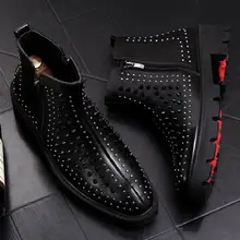 ERRFC/Модные Дизайнерские Мужские модельные туфли с высоким берцем; трендовые Мужские Короткие повседневные ботильоны; Очаровательная британская Роскошная обувь с заклепками