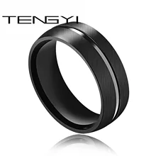 

TENGYI Brushed Smoth ID Ring Customized & Engraving Jewelry Gift For Friend Simple Rings For Man Polished Design Black Color 516