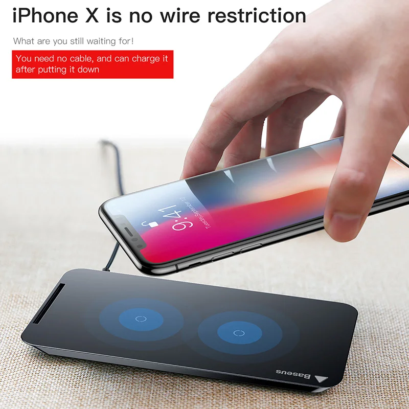 Baseus Qi Wireless Charger For iPhone X 8 Samsung Note 8 S8 Plus S7 S6 Edge Phone Fast Wireless Charging Docking Dock Station