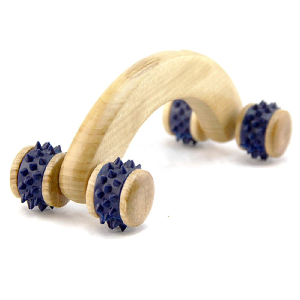 

Durable Pain Relief Shoulders Home Bend Handle Manual Unisex Muscle Relax Body Classic Carved Massage Roller Wooden Back