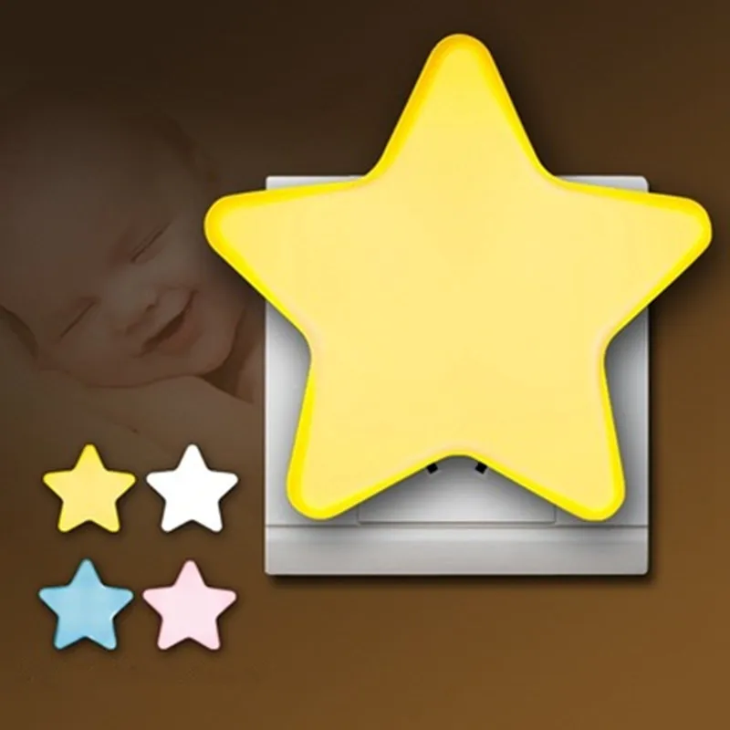 Stars LED Plug in Night Lights Led Wall Lamp Take Good Care Children Sleep Light Sensor Auto Controlled Nightlights Baby Nursing | Лампы и