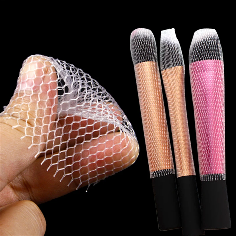 

10pcs Nylon Sheer Mesh Netting Slip On Make Up Brush Guard Forming Hair Shape Makeup Bristle Protectors