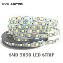 1 м 5 м 5050 Светодиодная лента светильник 60 светодиодный/метр вход 12 В безопасная лента BSOD DIY белый красный синий зеленый RGBWW розовый гибкий светодиодный 3M стикер