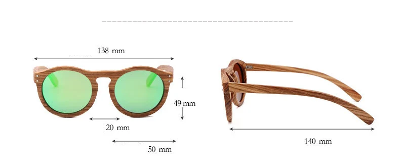 Vintage Women Round Wooden Sunglasses Polarized Mens Sun Glasses Brand Designer Zebra Wood