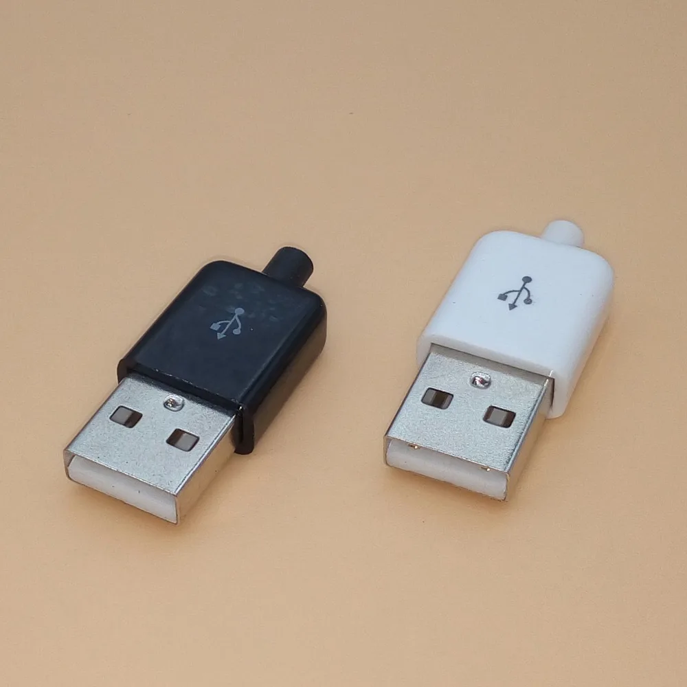 10 шт. Diy USB Штекерный Разъем 2,0 4 Pin Тип А компоненты белый черный пластиковая крышка