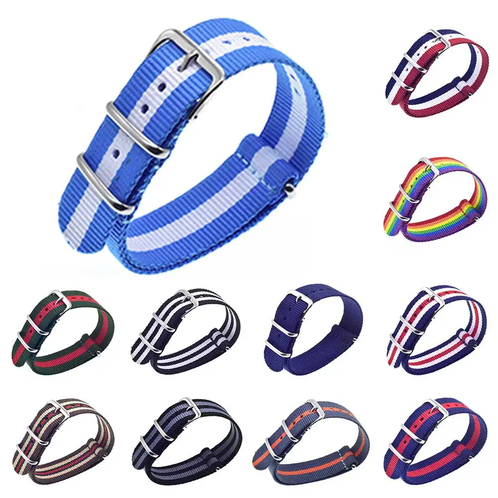 

2018 New style Nato Strap 16mm 18mm 20mm 22mmWatchband Silver Buckle Army Military Nylon Watch Band Bracelet For Watch Bracelet
