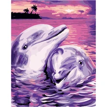 YIKEE декоративная картина маслом по номерам, картины по номерам Дельфин
