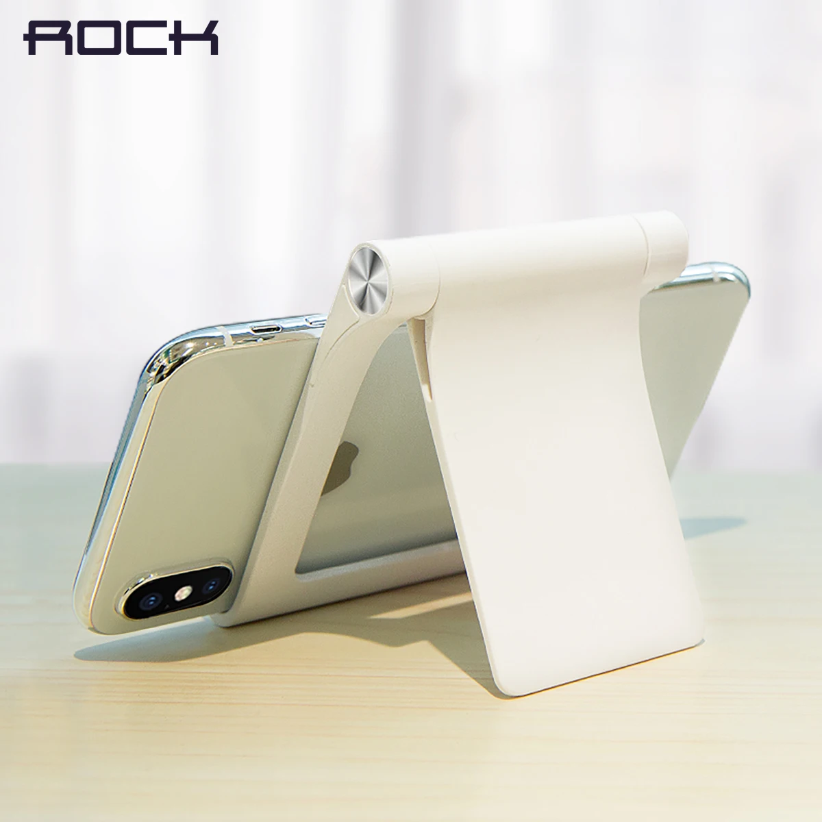 

ROCK Desktop Cell Phone Stand Tablet Stand, Advanced 360 Rotatable ABS+Silicone Stand Holder for Mobile Phone and Tablet
