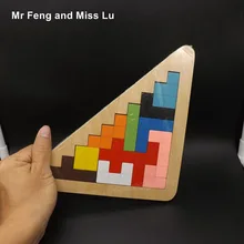 Детские головоломки треугольная доска Танграм деревянная Геометрическая игра игрушка