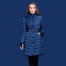 Зимний пуховик для женщин, тонкий, скрытый, с капюшоном, 90%, белый, утиный пух, КУРТКА Европа и США, минус 20 градусов, теплая синяя куртка Q501