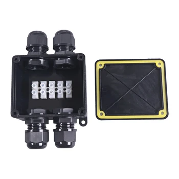 

IP68 Waterproof Cable Connector Gland Electrical 2 in 2 out Black Electric Junction Box PG13.5 Cable Gland Outer Diameter 9-12MM