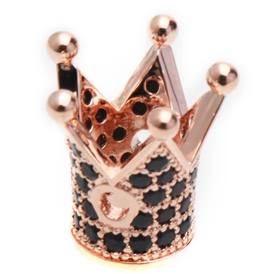 Бусины для изготовления ювелирных изделий Кристалл CZ Геометрическая Корона Леопард шлем Череп Круглые бусины для изготовления ювелирных изделий DIY браслет - Цвет: AD01C-Rose gold