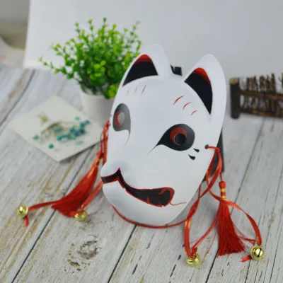 Full Face Hand-Painted Naruto Hatake Kakashi Anbu Red Japanese Kitsune Cosplay Fox Masks Halloween Cartoon Character Costumes - Цвет: 4