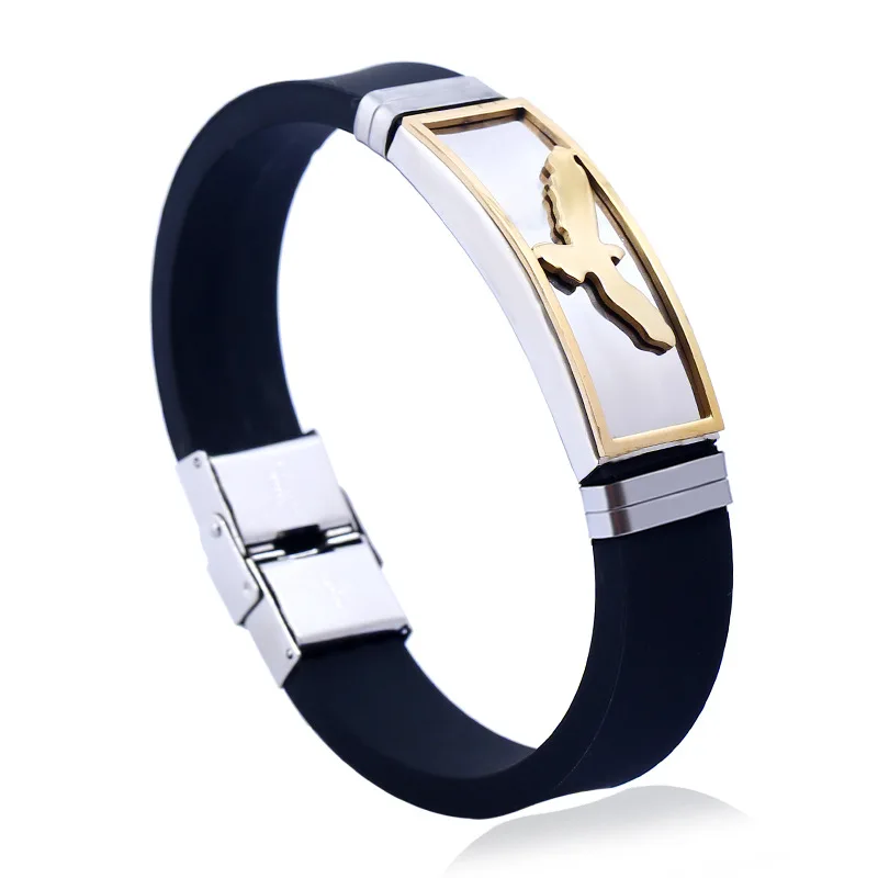 Eagle Logo Stainless Steel Bracelets Silicone Wristbands Charm Brace Lace Handsome Gift For Women Men | Украшения и аксессуары