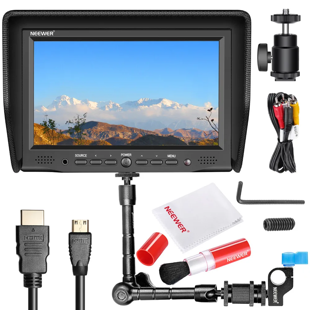 

Neewer NW-708M 7 inches On-Camera Field Monitor Kit:800x480 High Resolution IPS Screen Monitor Magic Arm with Rod Clamp