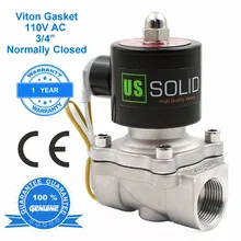 3/4" нержавеющая сталь Электромагнитный клапан, 110В AС, нормально закрытый, NPT