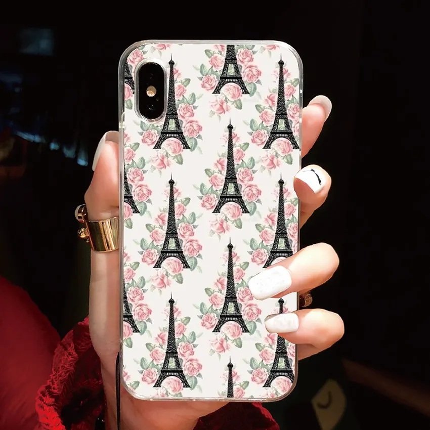 Love Paris узор черный ТПУ чехол для iPhone X XS Max XR 7 6 6 S 8 плюс 5 S 5S SE Чехлы Мягкие силиконовые крышки Conque - Цвет: 12