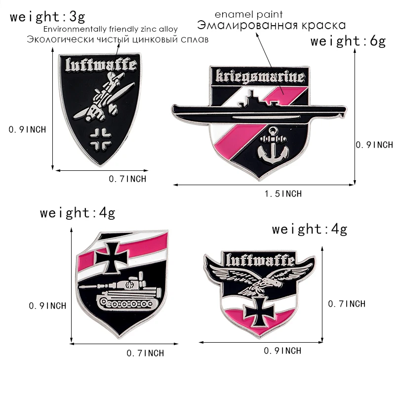 Qihe ювелирные изделия 4 шт./компл. WW2 булавки броши Нагрудный значок булавка Люфтваффе Kriegsmarine немецкие ВВС истребитель танков военный корабль ювелирные изделия