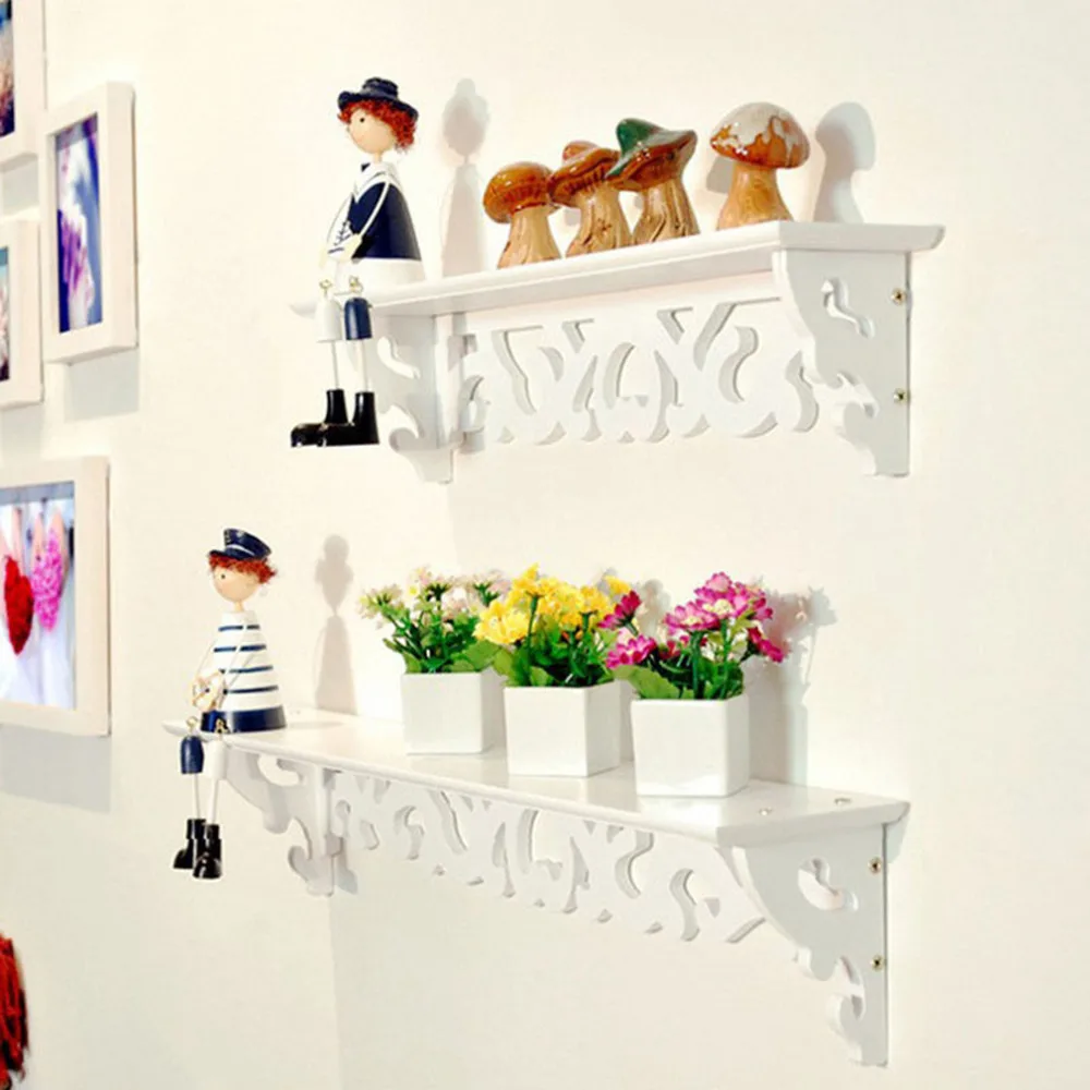 White Wall Hanging Shelf Rack Goods Convenient Storage Holder Home 1pc Lot White Wall Hanging Shelf Goods Convenient Rack Storage Holder Home Bedroom Decoration Ledge