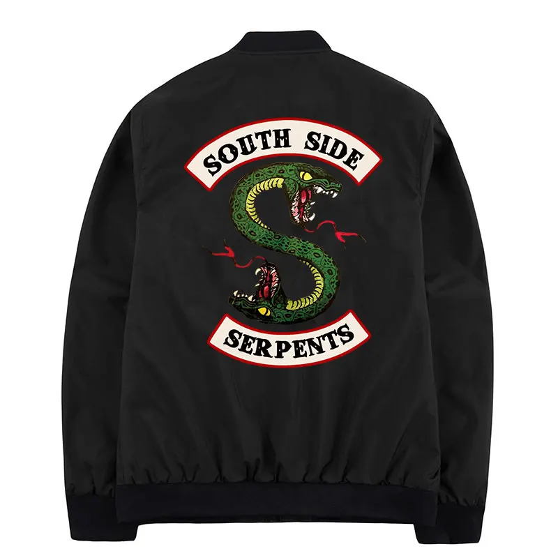 Куртка мужская зимняя ветровка с надписью South Side Serpents в стиле хип хоп уличная