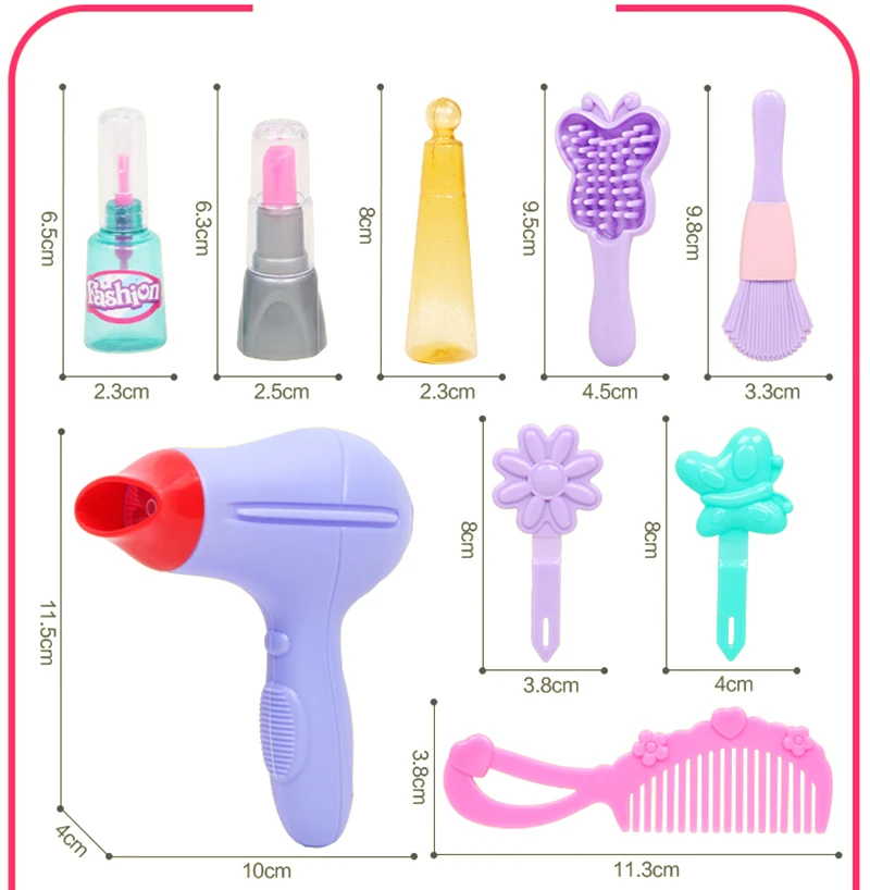 Bonecas do Bebê Presente para Meninas Crianças do Miúdo Maquiagem Fingir Jogar Conjunto Casa Fazer Simulação Brinquedos Educativos Faça Você Mesmo Cosméticos Bebês 11 Móveis de brinquedos