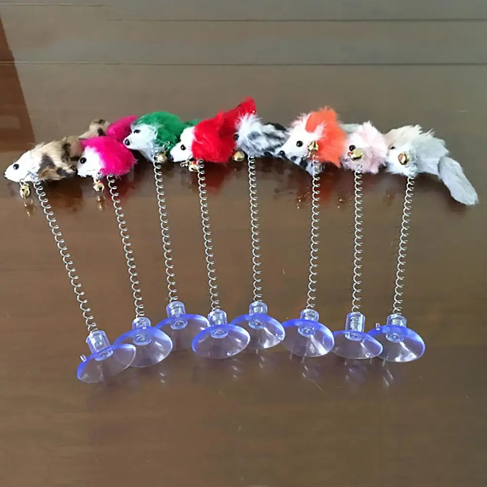 

Soft Feather Mouse Imitation Spring Cat Play Interaction Toy with Suction Cup