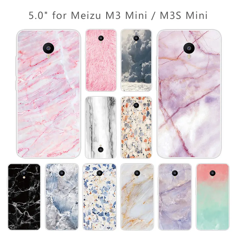 Для Meizu M3 Mini чехол мягкий TPU силиконовый прозрачный на заднюю панель с каменным