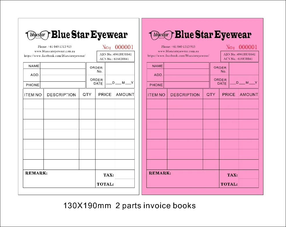 Заказная печать размером 13х19см книжка счетов-фактур s, безуглеродная квитанция книжка счетов-фактур, включает в себя бесплатную доставку в Au