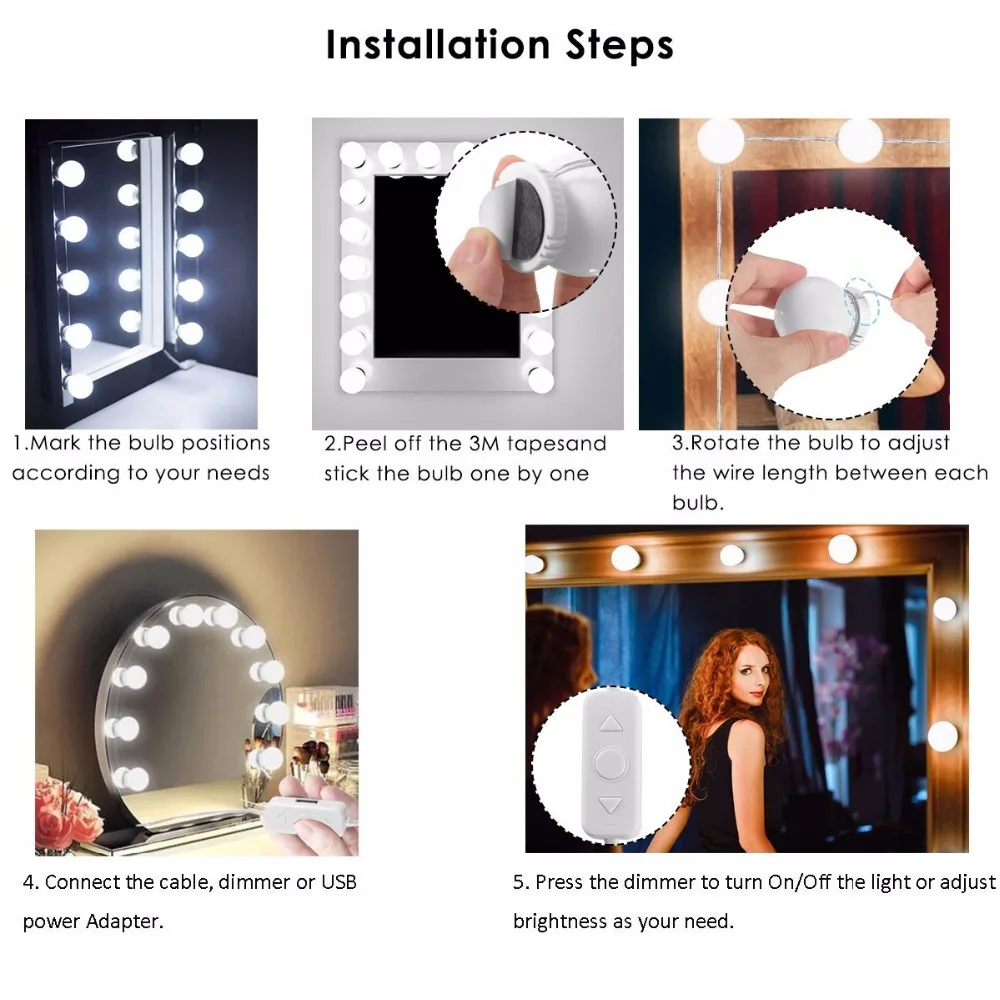 Promo Offer Hollywood Style Makeup Mirror LED Vanity Lights Kit with 10