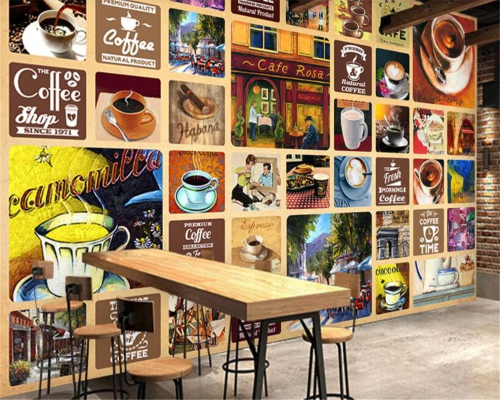 Beibehang Papel De Parede Carta Da Parati Personalità Cafe Vintage Bar Ristorante Sfondo Hudas Bellezza Papier Peint Duvar Kagit