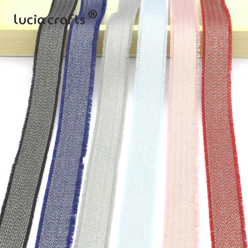 5Yards/6Yards 25mm Grosgrain Ribbons Fringe Tassel Trim Lace Fabric DIY Sewing Hair Bow Gift Wrapping Decorartions S0407