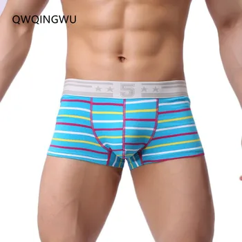 

Underwear Men Cotton Boxer Pouch Boxers Shorts Calzoncillos Hombre Cueca Underpants Breathable Soft Striped Boxers Trunks