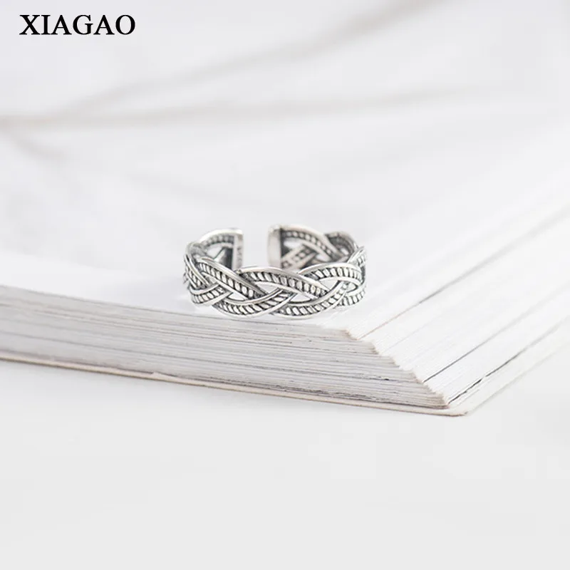 

XIAGAO New Fashion Solid 925 Sterling Silver Irregular Rope Stackable Finger Ring Wedding Jewelry For Women Party Gift AART0034